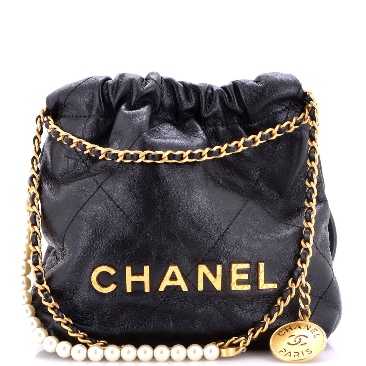 22 Chain Hobo Quilted Calfskin with Pearl Chain Mini