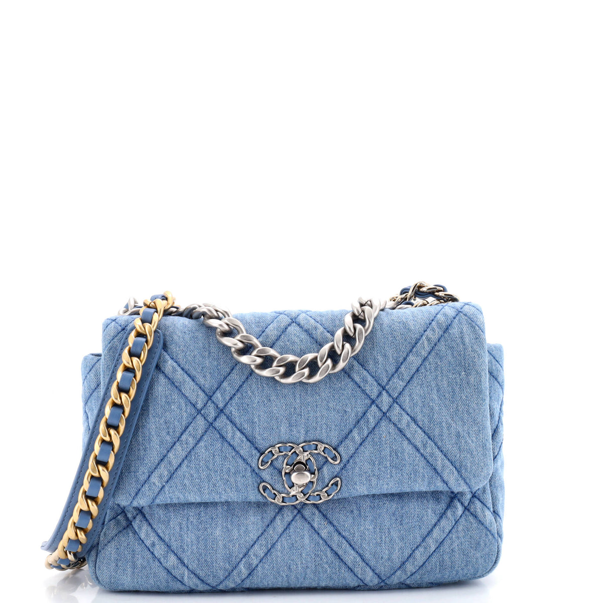 19 Flap Bag Quilted Denim Medium