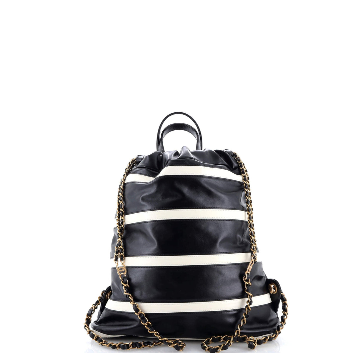 22 Chain Backpack Striped Shiny Calfskin Medium