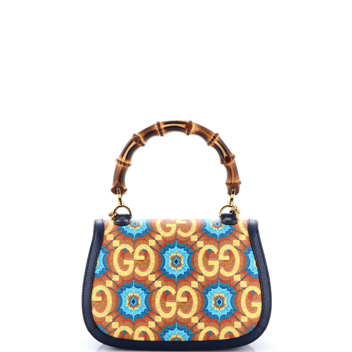 Bamboo 1947 Top Handle Bag Kaleidoscope Print GG Coated Canvas Medium