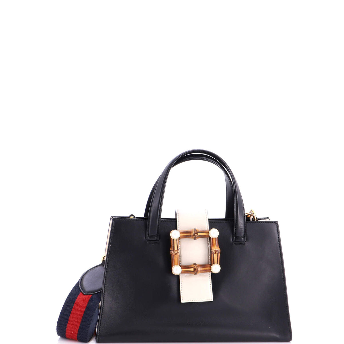 Bamboo Buckle Tote Leather Small