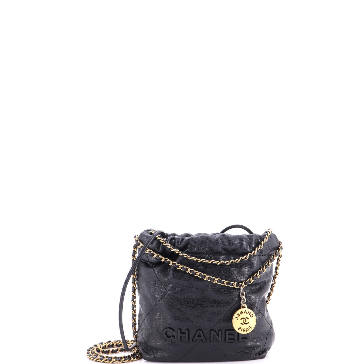 22 Chain Hobo Quilted Caviar Mini
