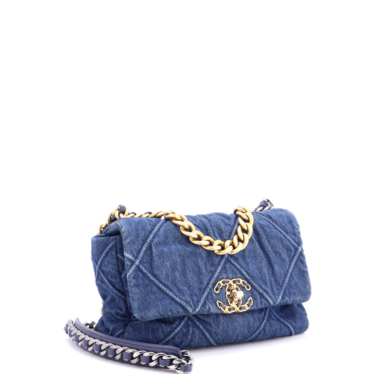 19 Flap Bag Quilted Denim Medium