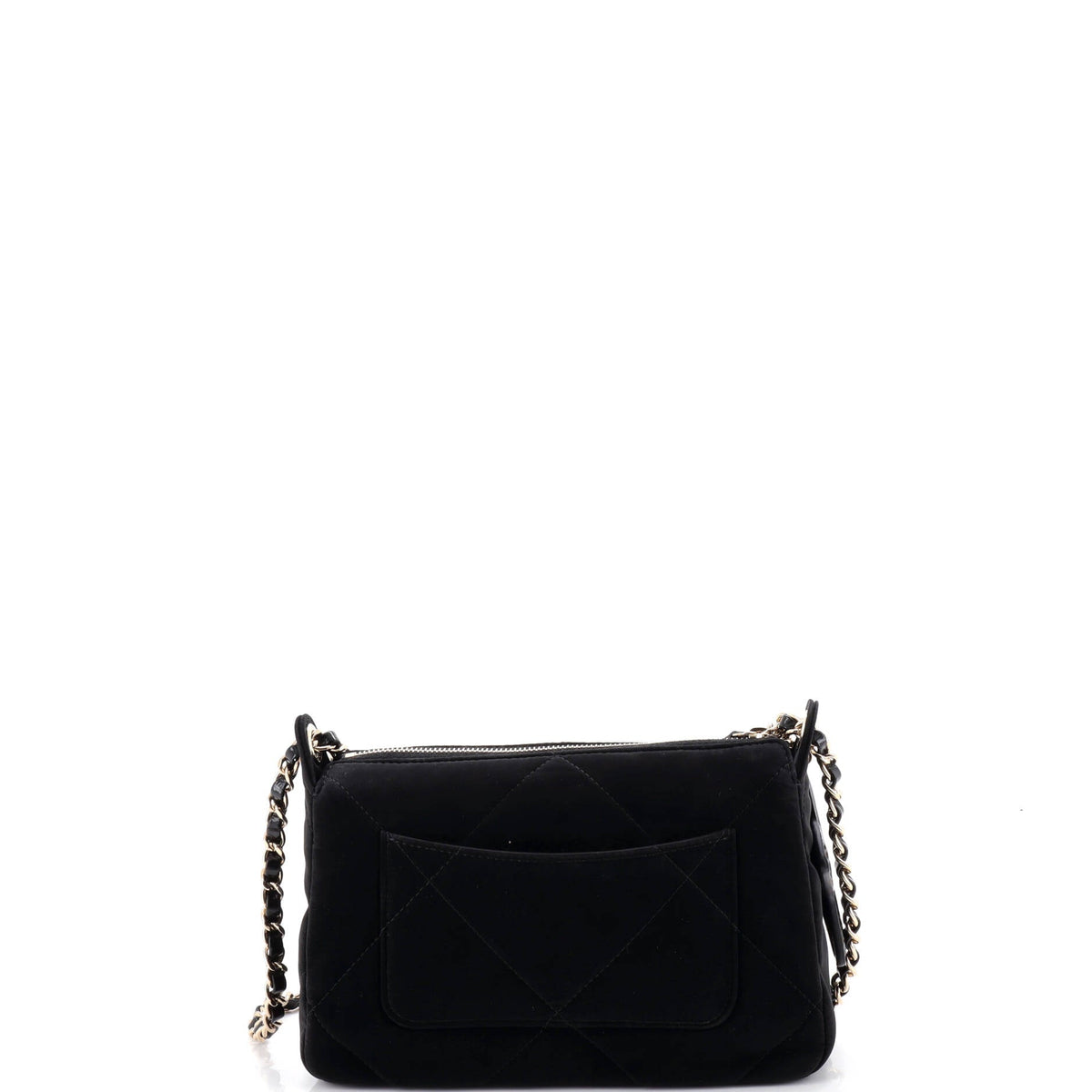 25 Clutch With Chain Quilted Velvet Effect Nylon and Shiny Crumpled Calfskin Small
