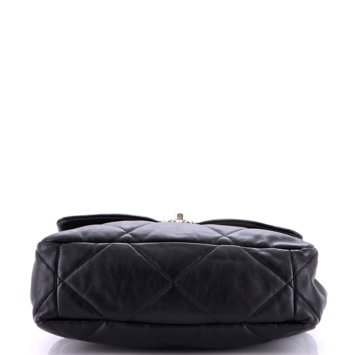 19 Flap Bag Quilted Shiny Crumpled Calfskin Large