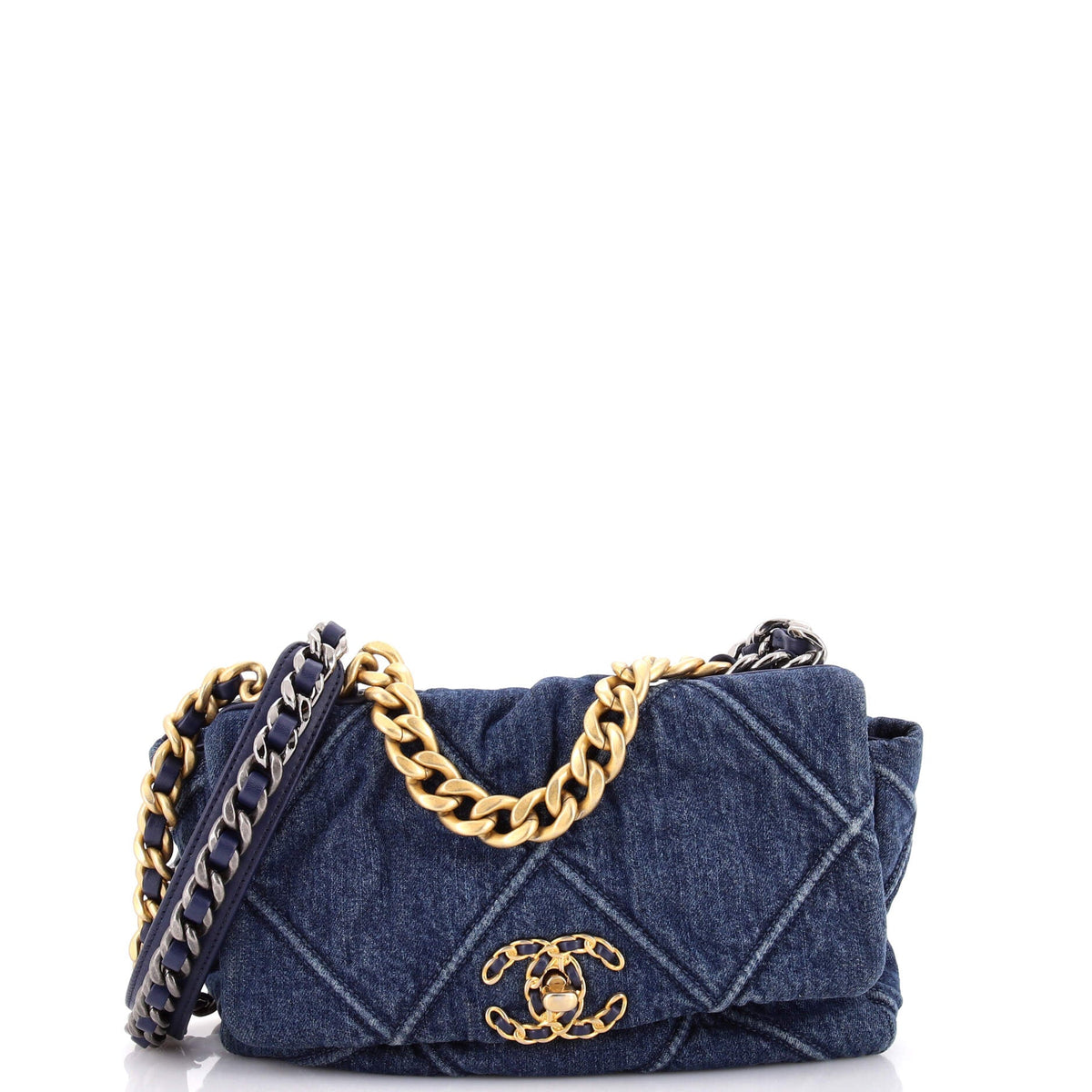 19 Flap Bag Quilted Denim Medium
