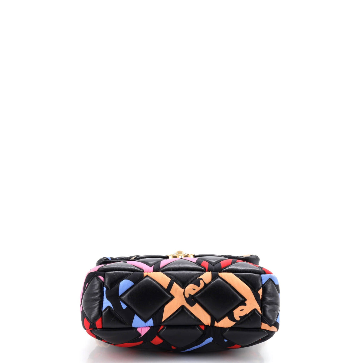 19 Flap Bag Quilted Lambskin and Printed Silk Medium