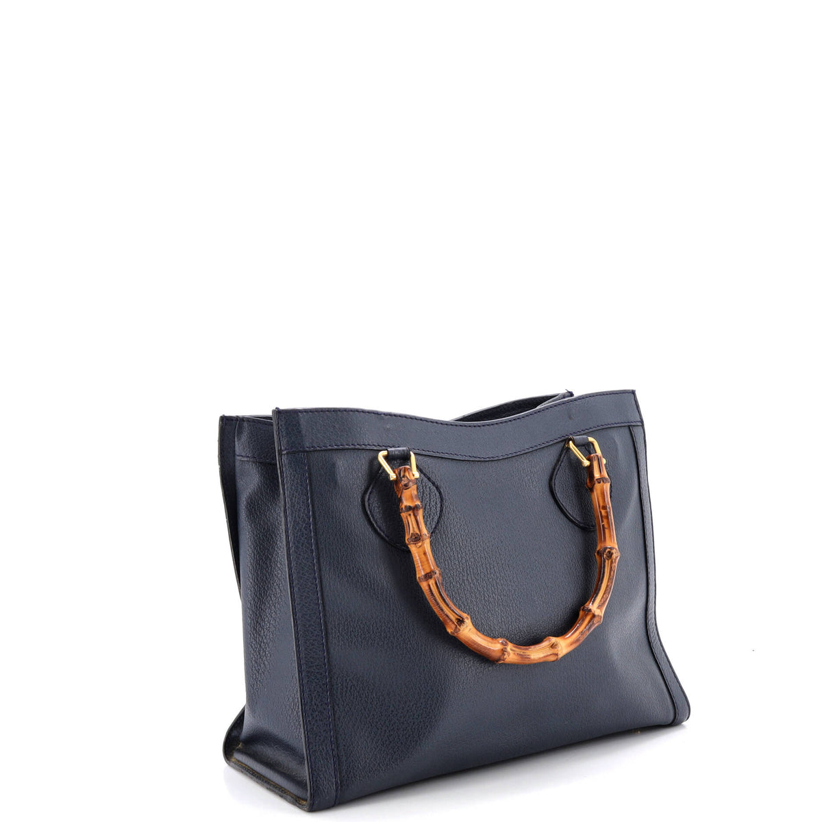 Bamboo Handle Tote Leather Large