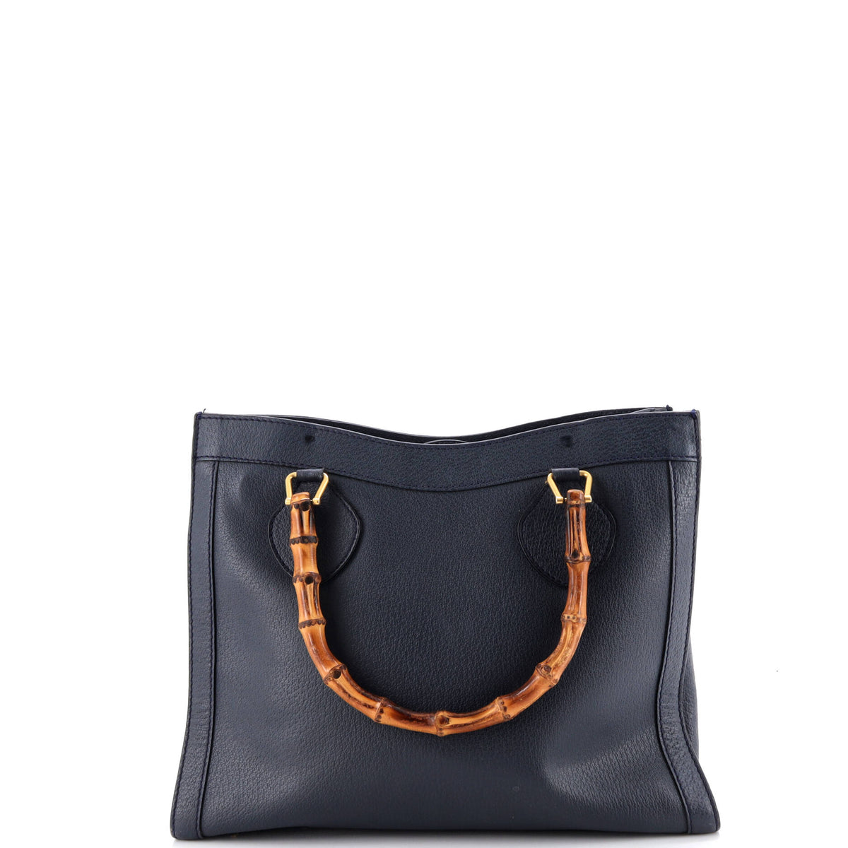 Bamboo Handle Tote Leather Large