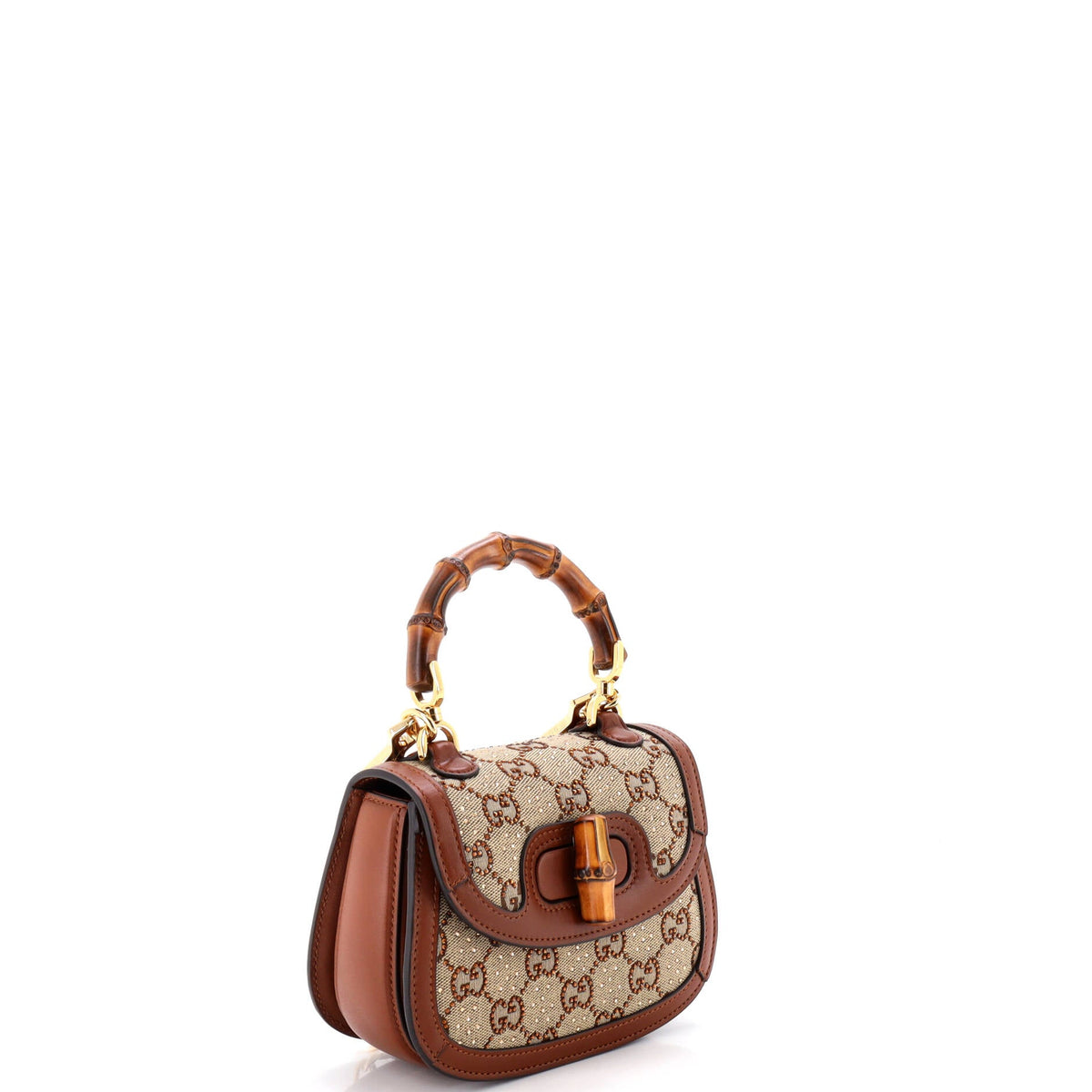 Bamboo 1947 Top Handle Bag Crystal Embellished GG Canvas Mini