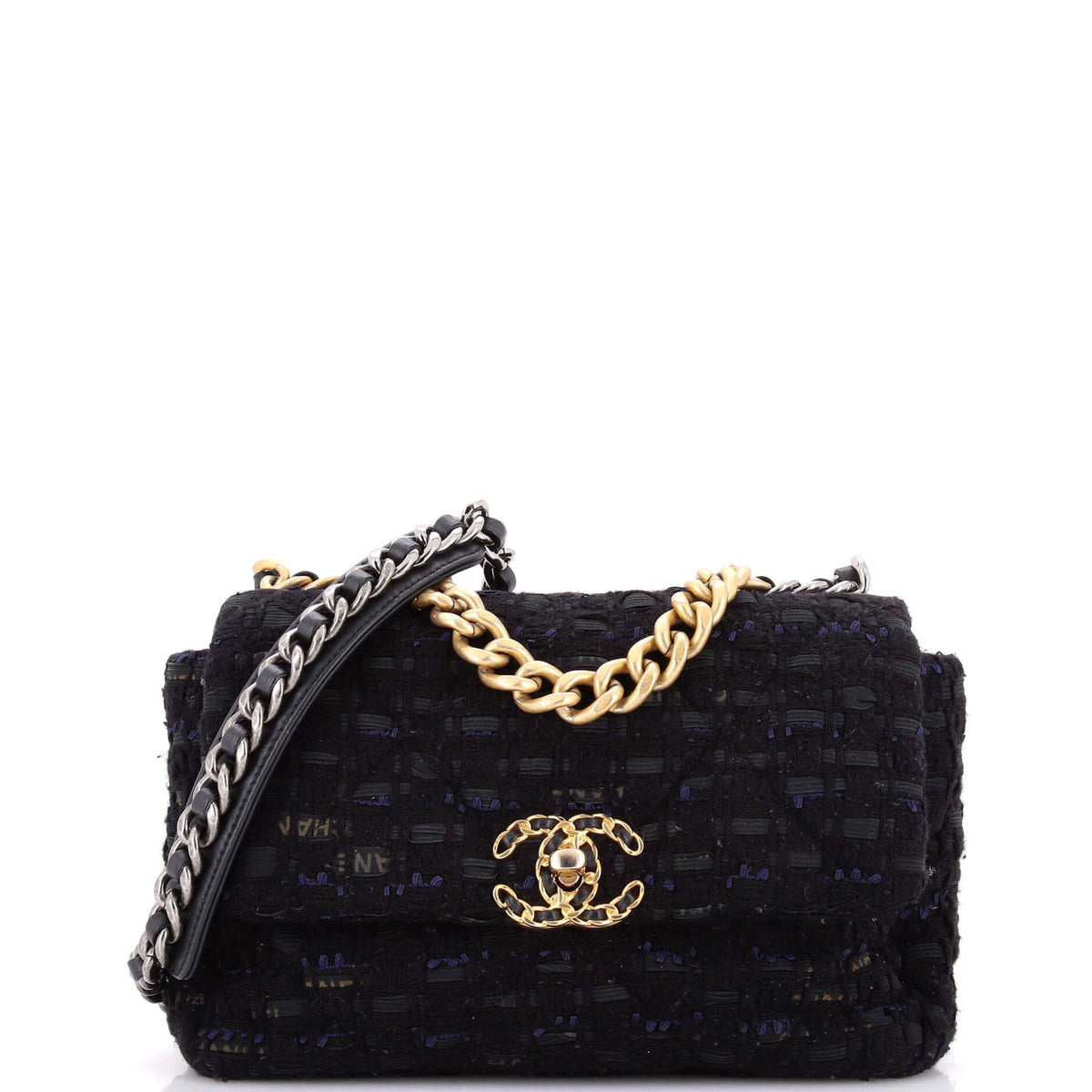 19 Flap Bag Quilted Tweed and Ribbon Medium