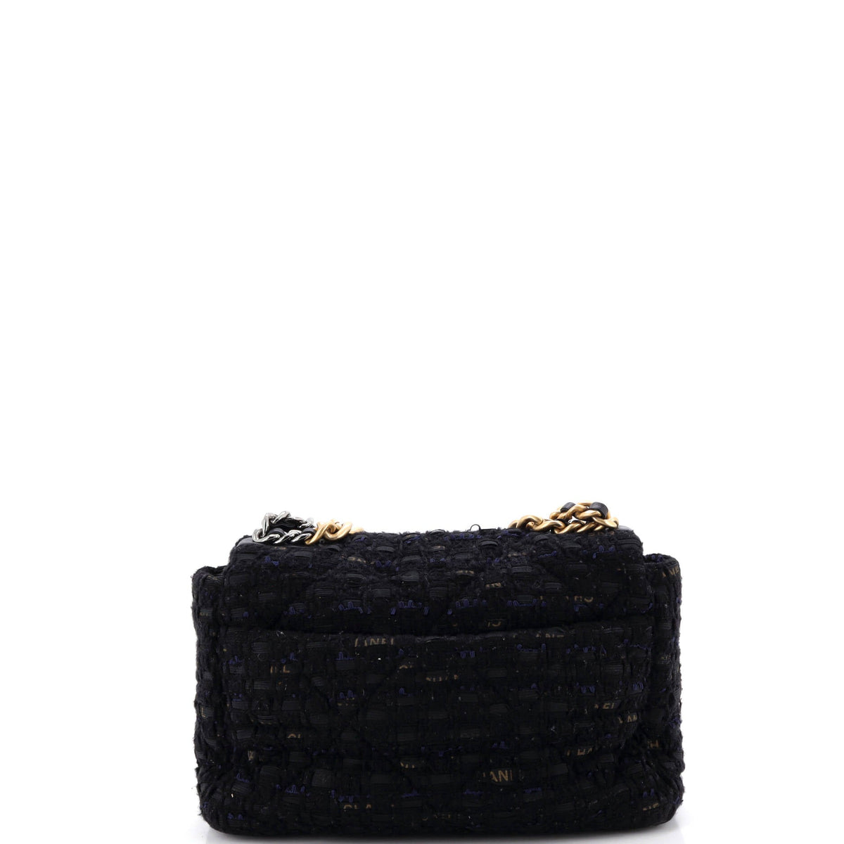 19 Flap Bag Quilted Tweed and Ribbon Large