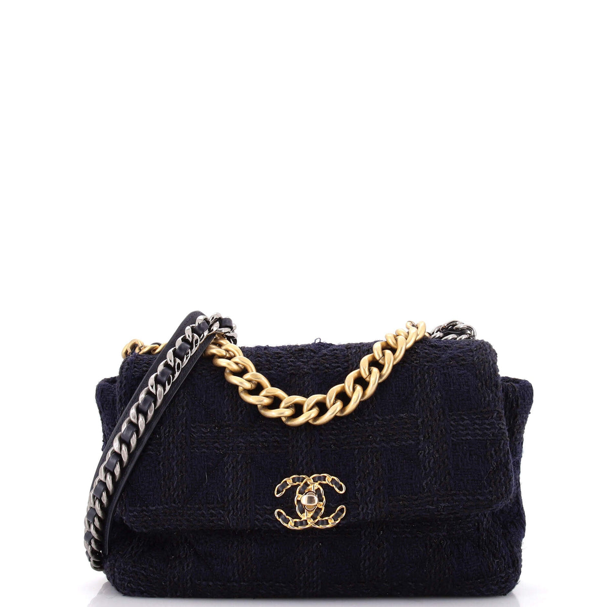 19 Flap Bag Quilted Tweed Large
