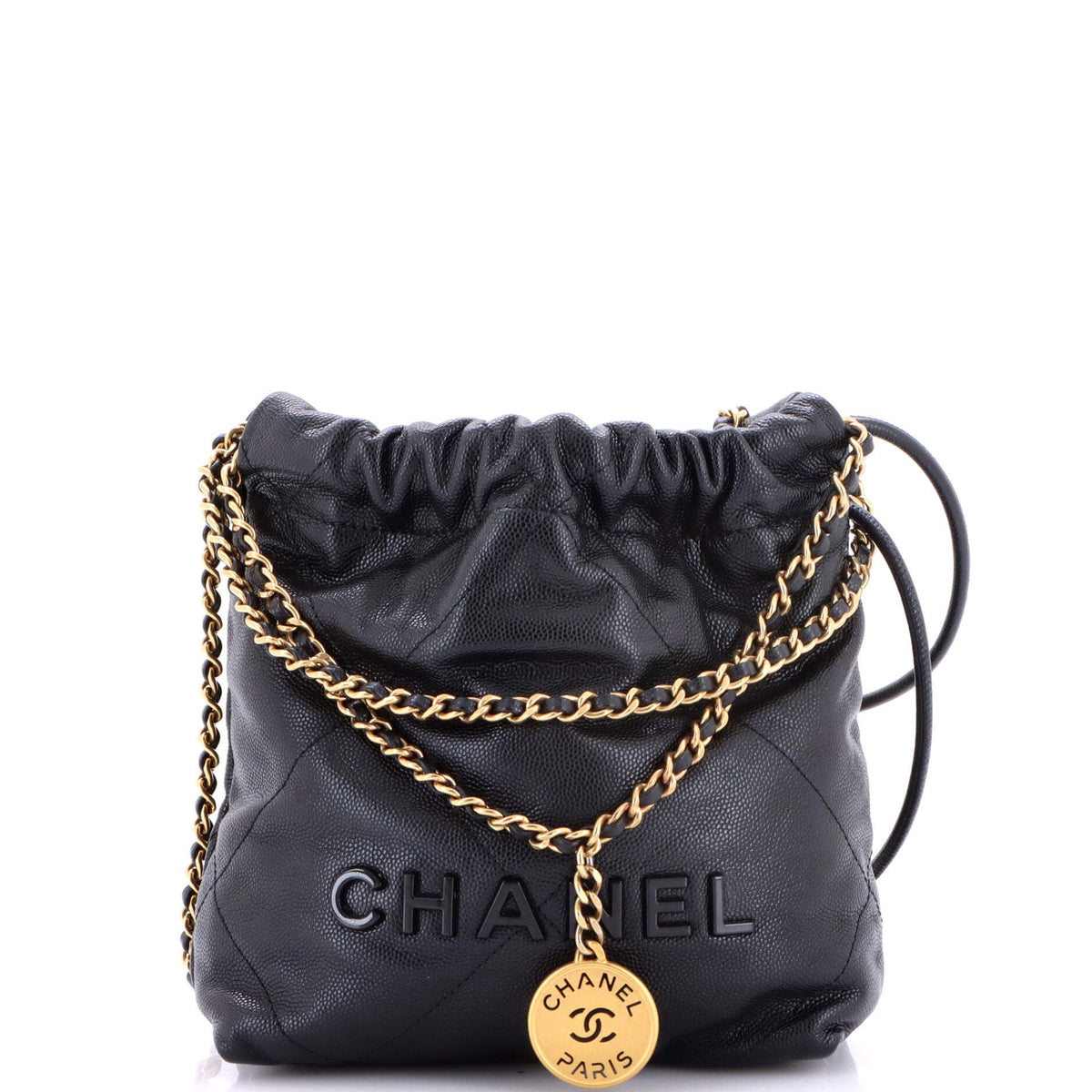 22 Chain Hobo Quilted Caviar Mini