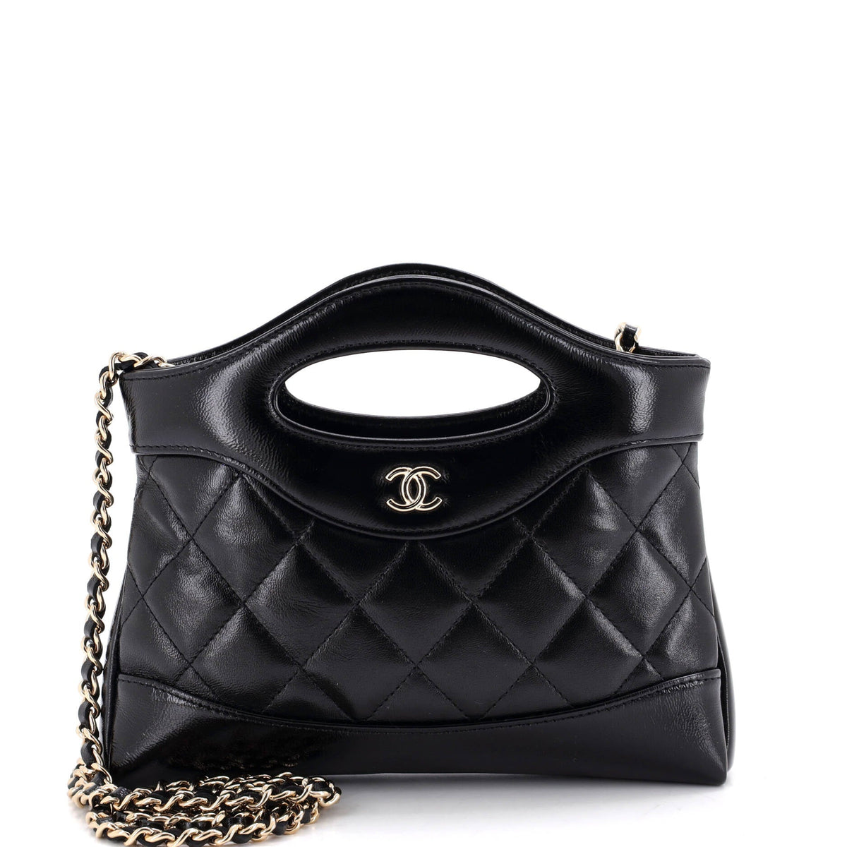 31 Shopping Bag Clutch with Chain Quilted Lambskin Small