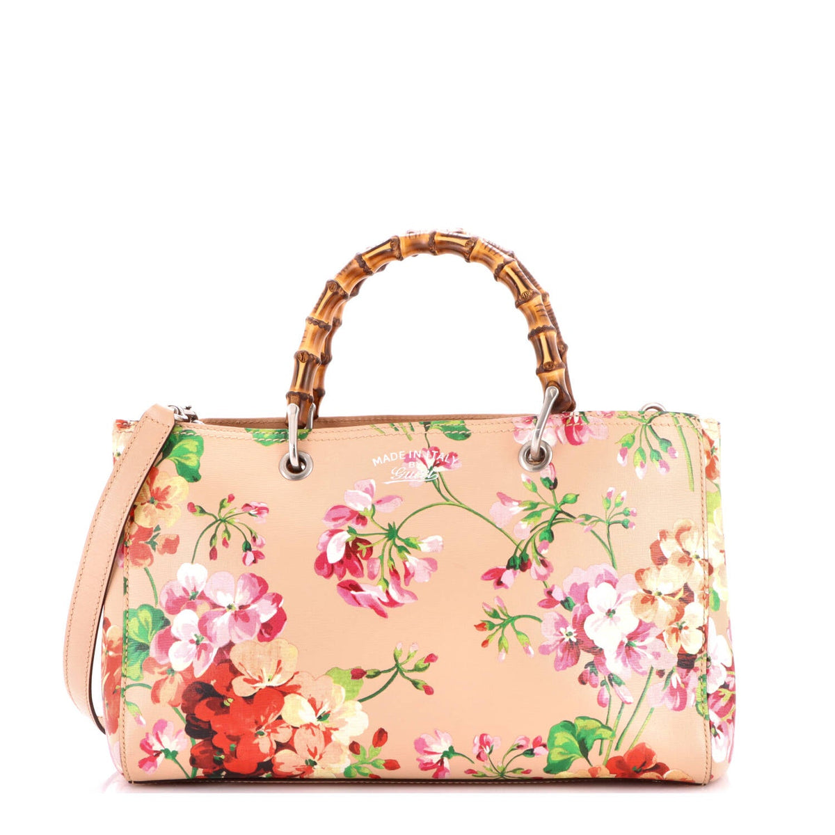 Bamboo Shopper Tote Blooms Print Leather Medium