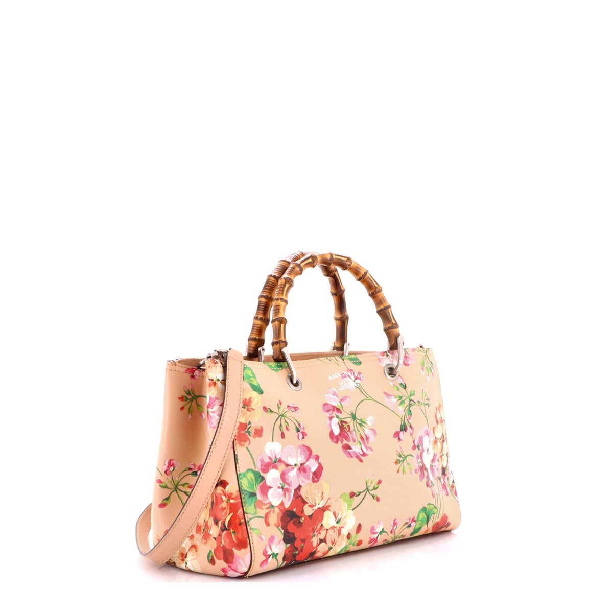 Bamboo Shopper Tote Blooms Print Leather Medium