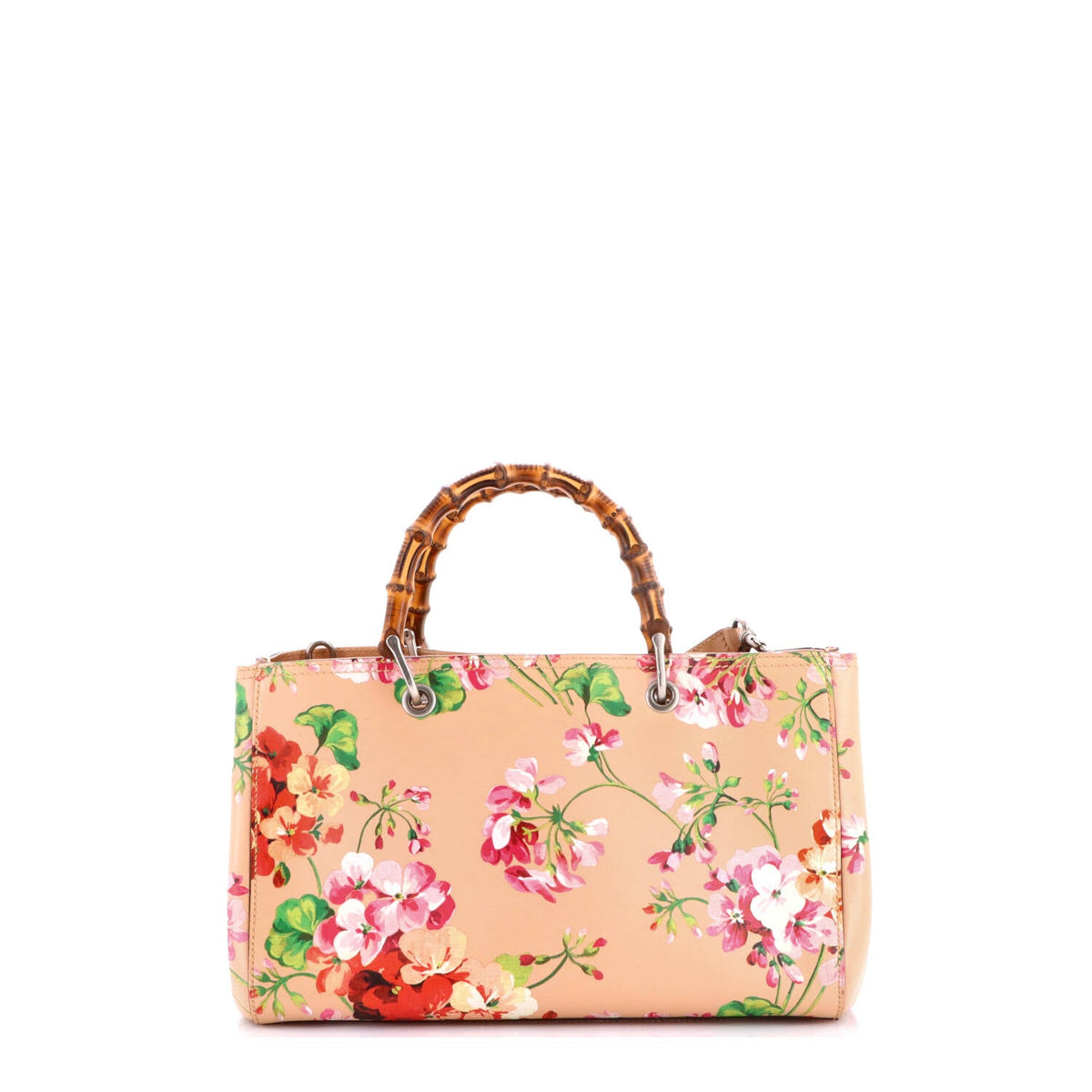 Bamboo Shopper Tote Blooms Print Leather Medium