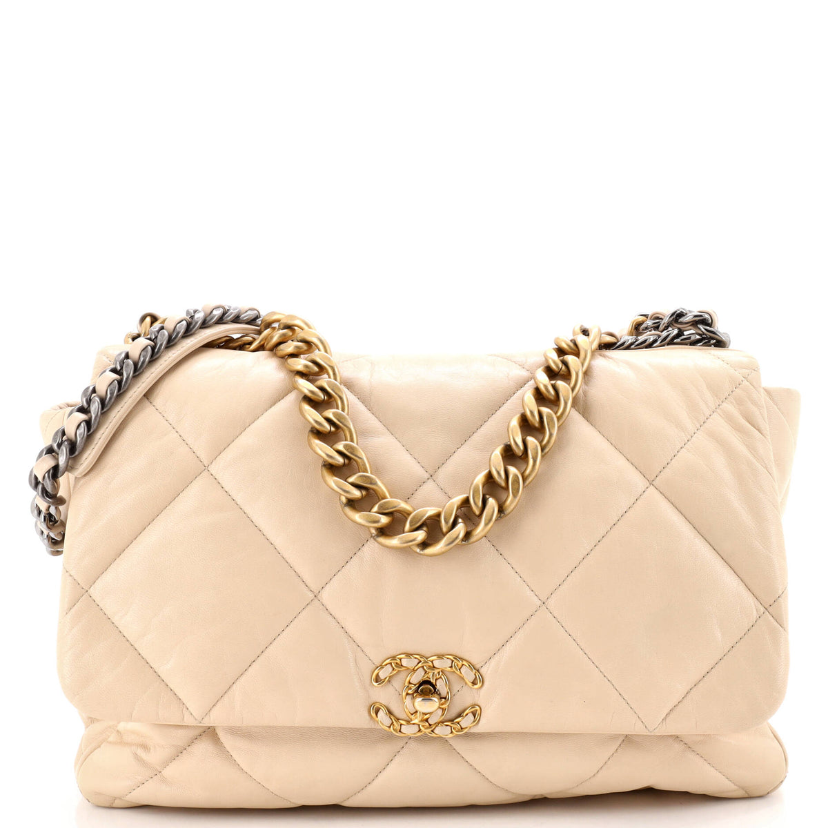 19 Flap Bag Quilted Leather Maxi