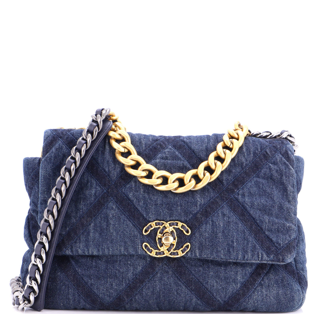 19 Flap Bag Quilted Denim Large