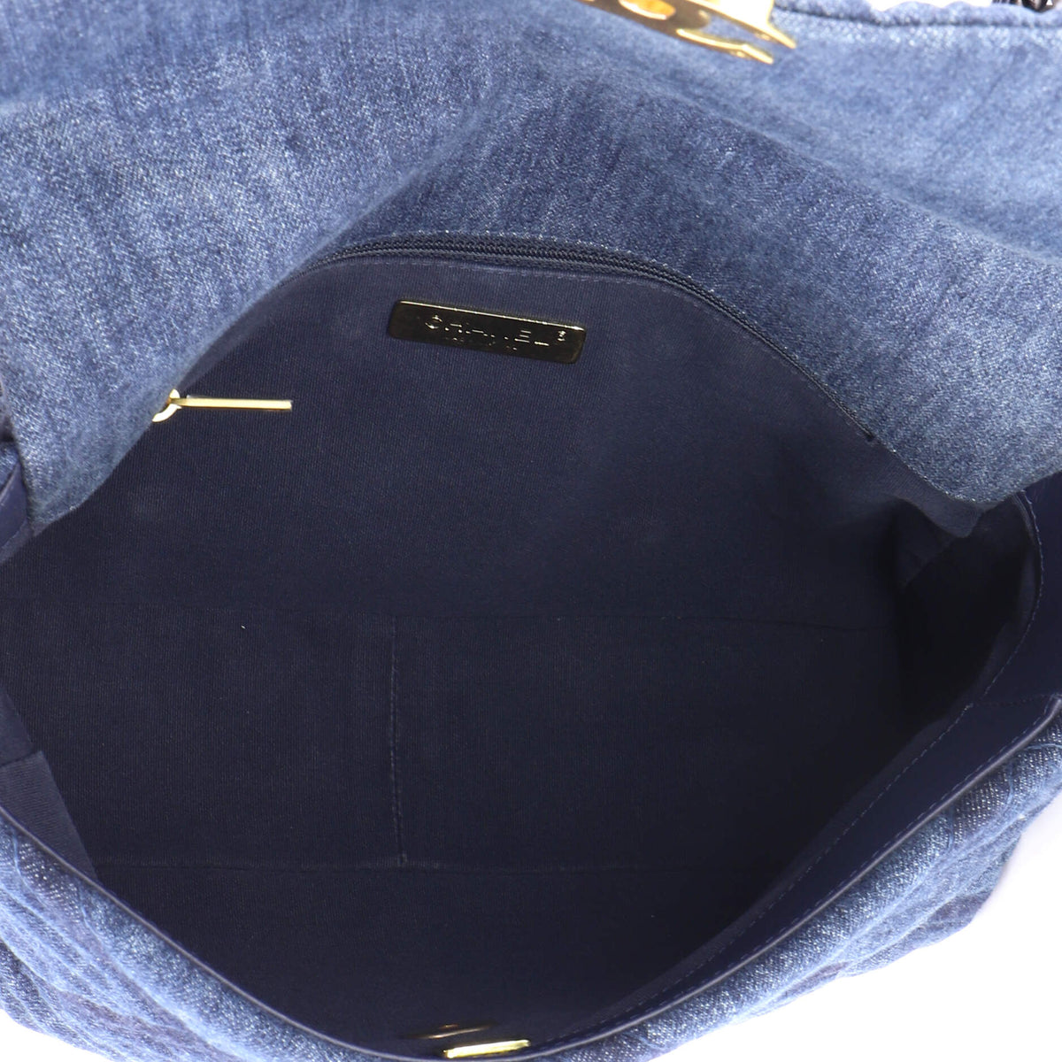 19 Flap Bag Quilted Denim Large