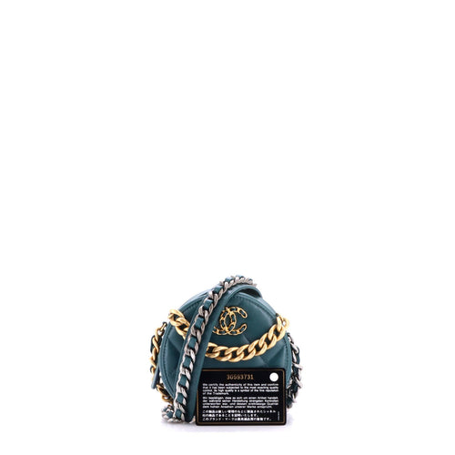 19 Round Clutch with Chain Quilted Leather