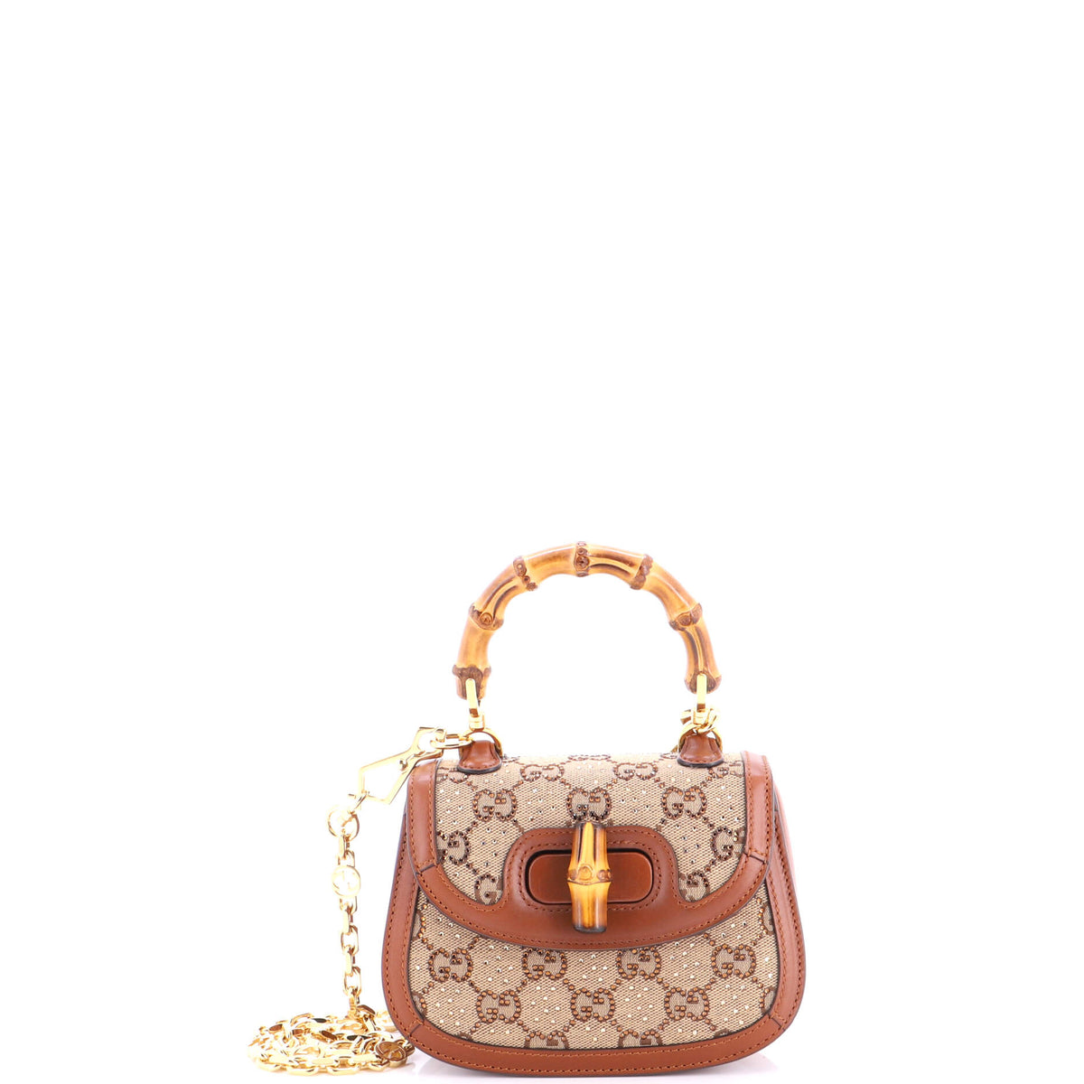 Bamboo 1947 Top Handle Bag Crystal Embellished GG Canvas Mini