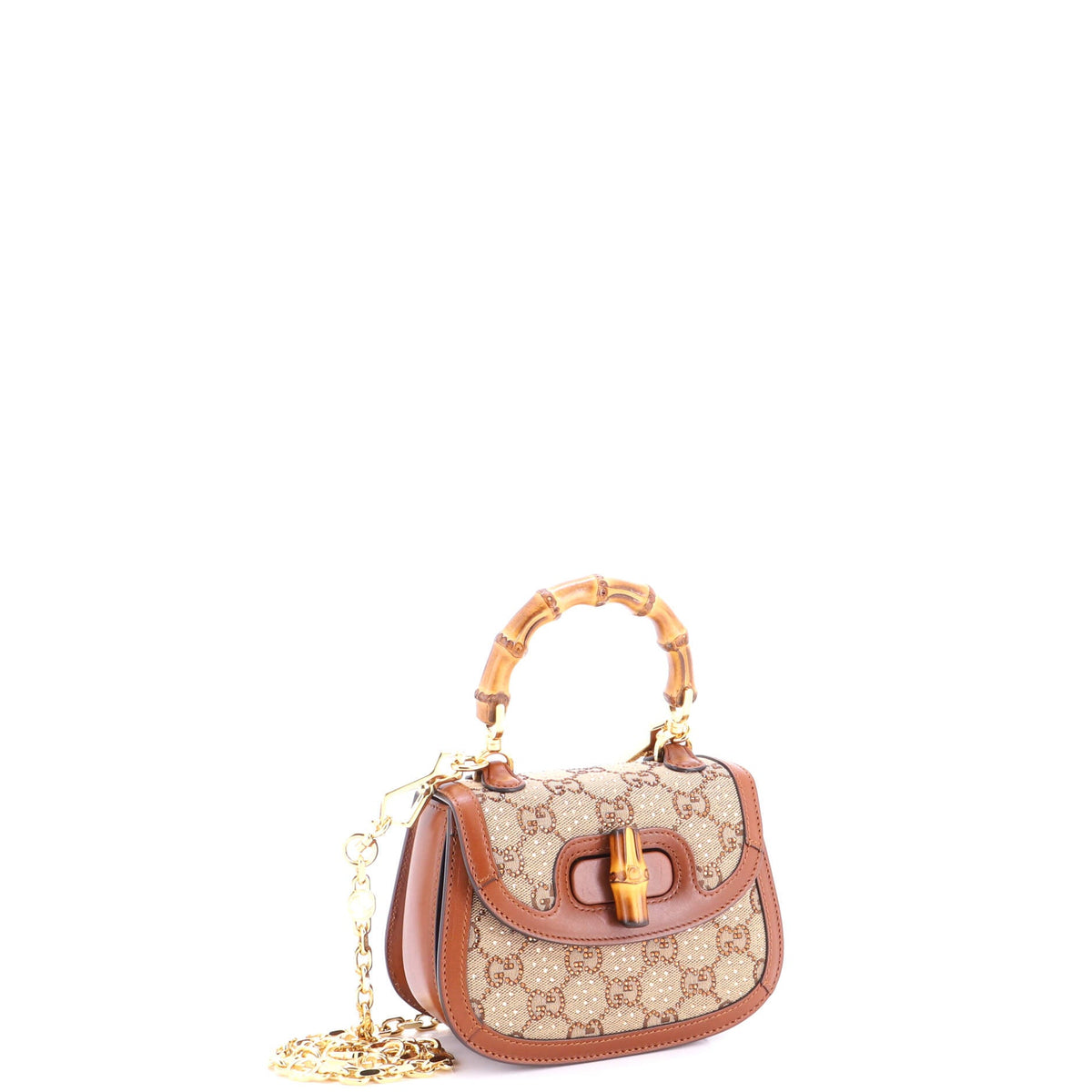 Bamboo 1947 Top Handle Bag Crystal Embellished GG Canvas Mini