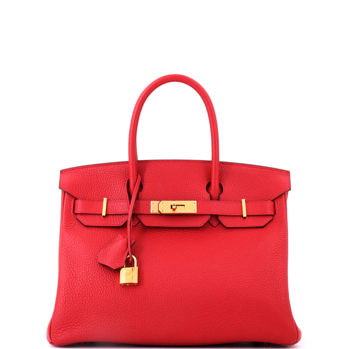 Birkin Handbag Rouge Casaque Clemence with Gold Hardware 30