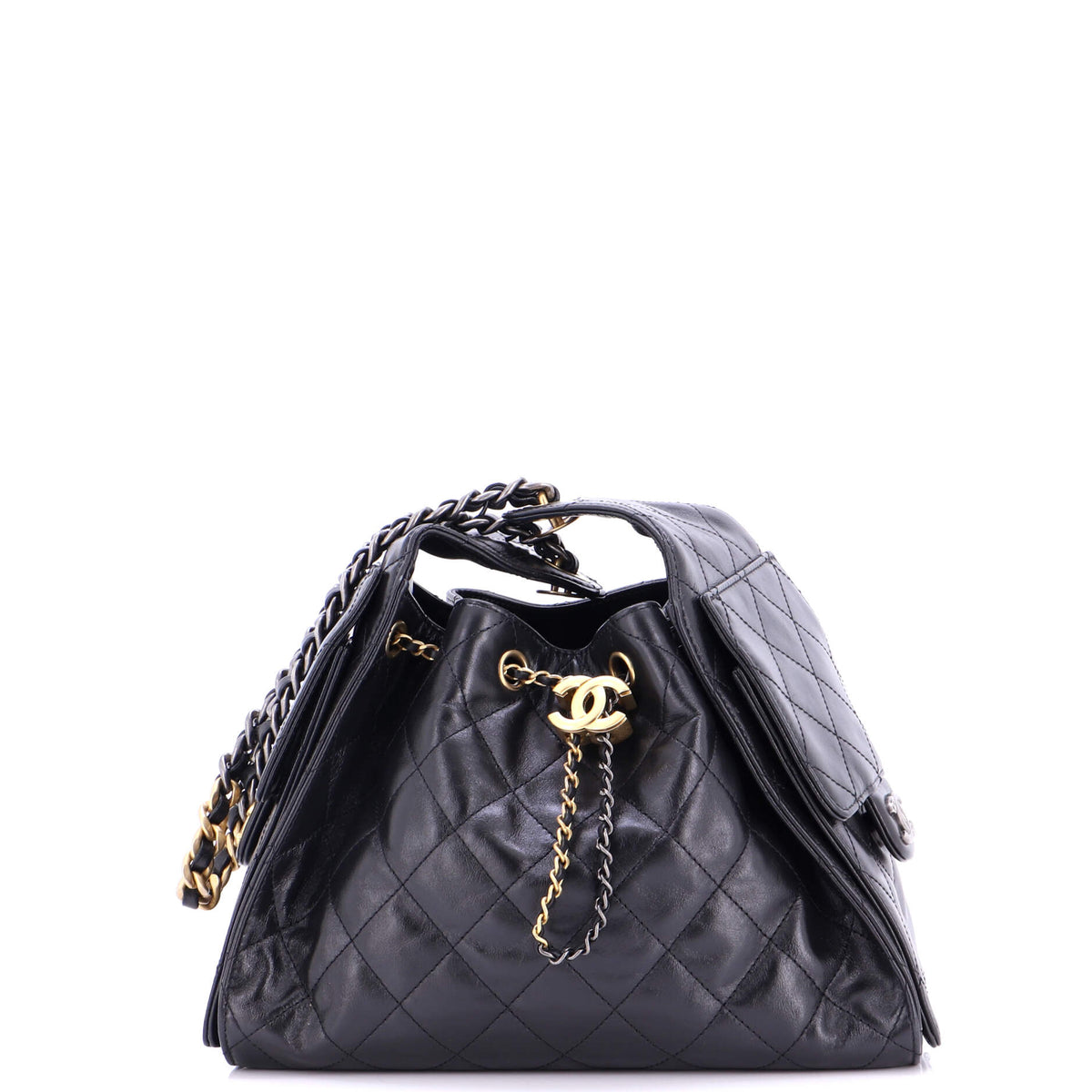 25 Hobo Bag Quilted Shiny Crumpled Calfskin Small