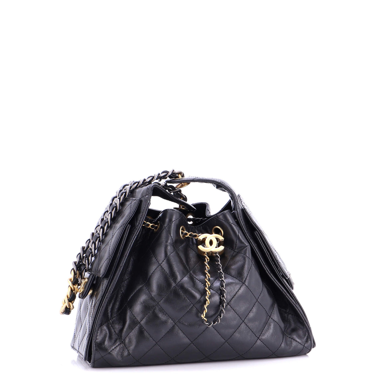 25 Hobo Bag Quilted Shiny Crumpled Calfskin Small