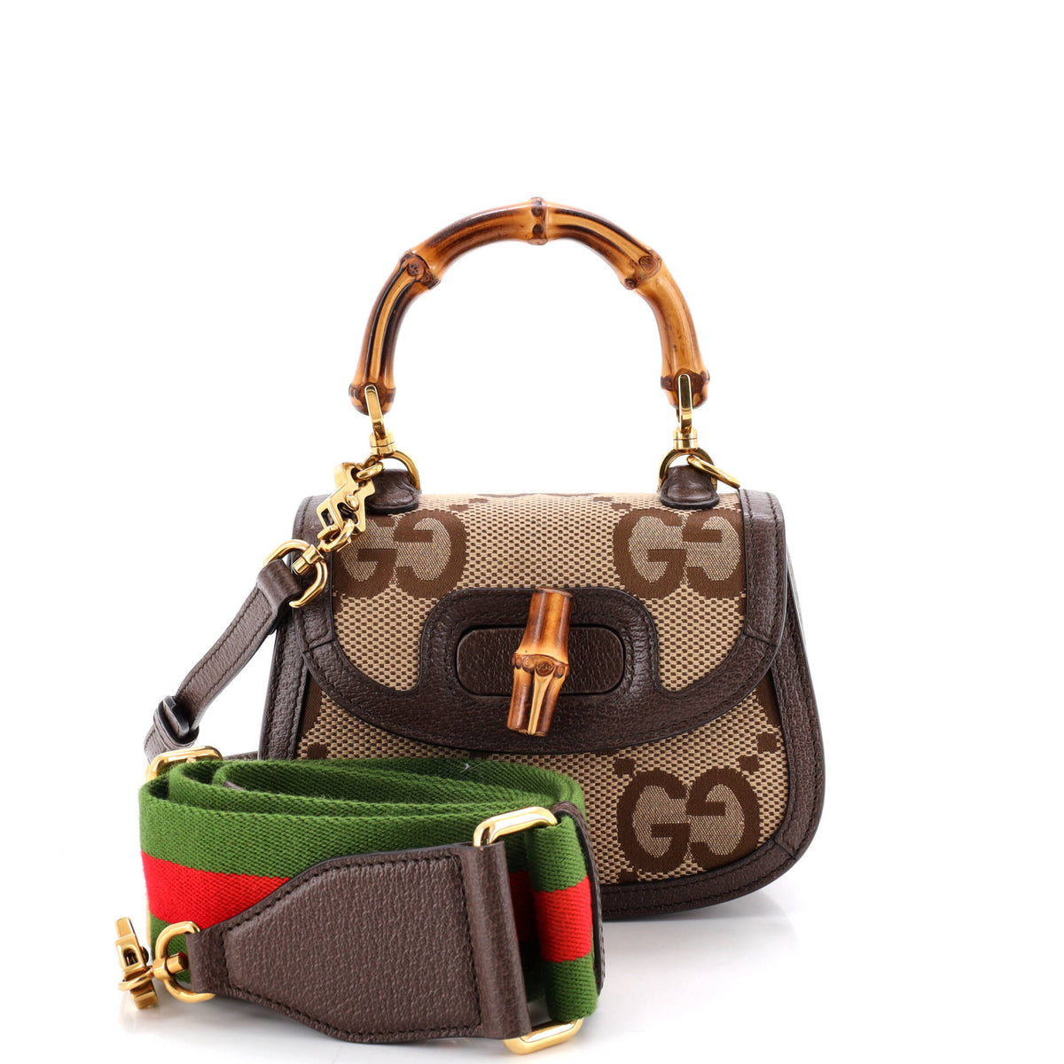Bamboo 1947 Top Handle Bag Jumbo GG Canvas Mini
