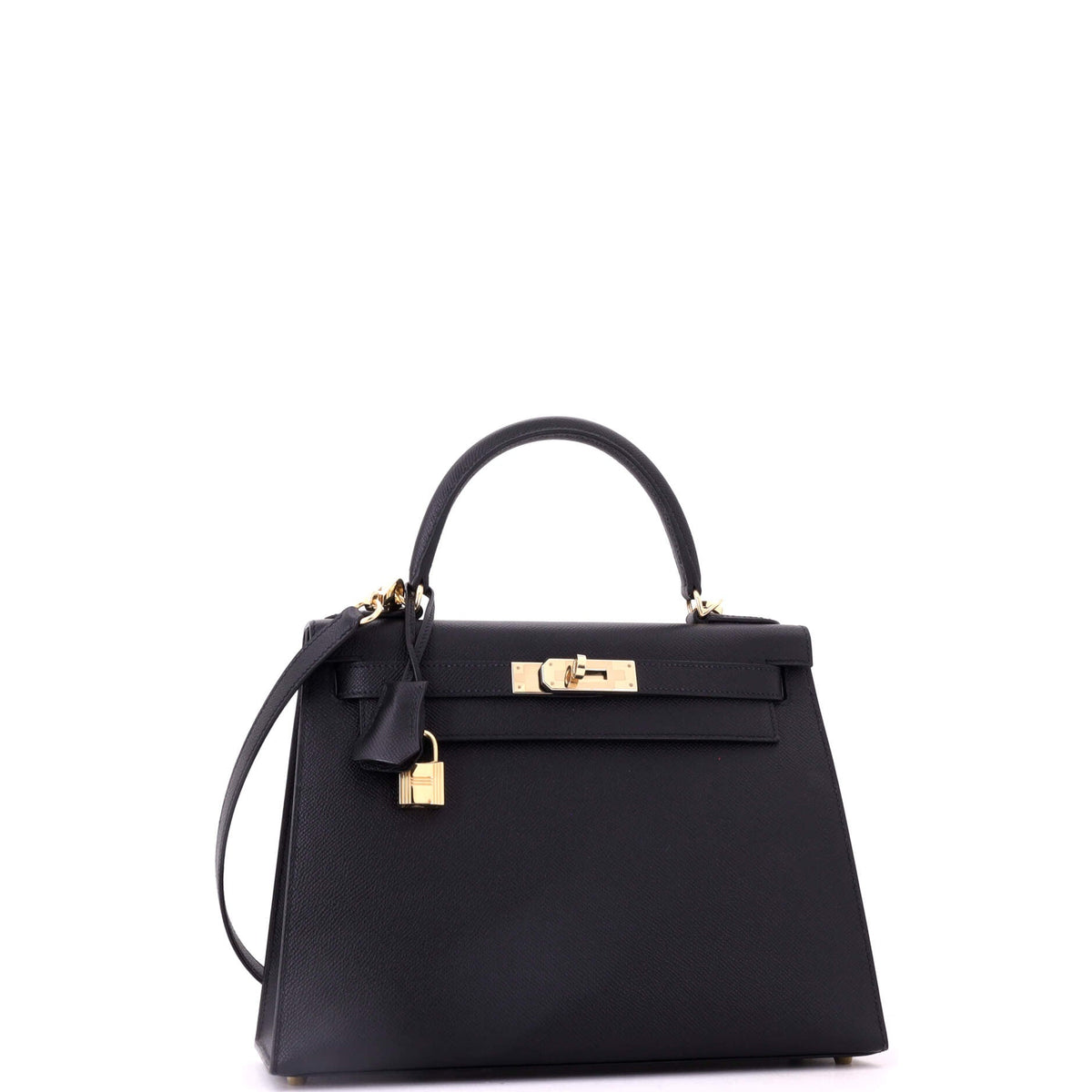 Kelly Handbag Noir Epsom with Permabrass Hardware 28