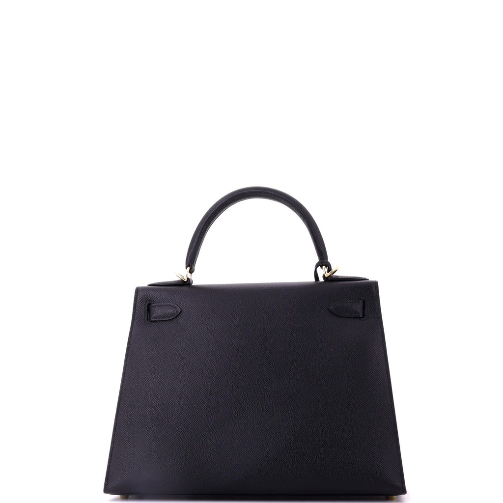 Kelly Handbag Noir Epsom with Permabrass Hardware 28