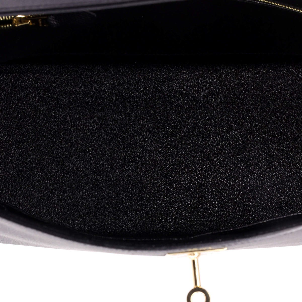 Kelly Handbag Noir Epsom with Permabrass Hardware 28