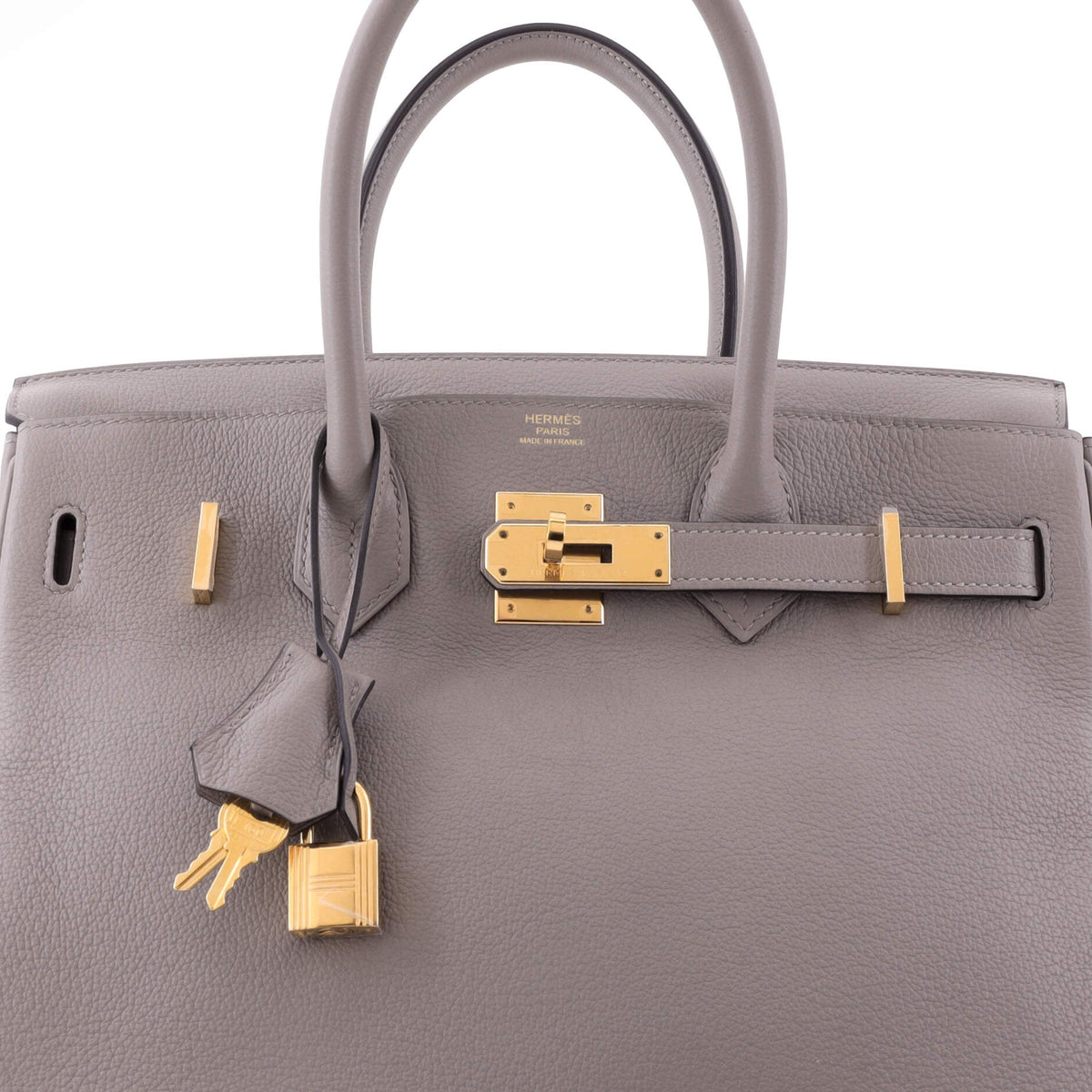 Birkin Handbag Gris Asphalte Novillo with Gold Hardware 30