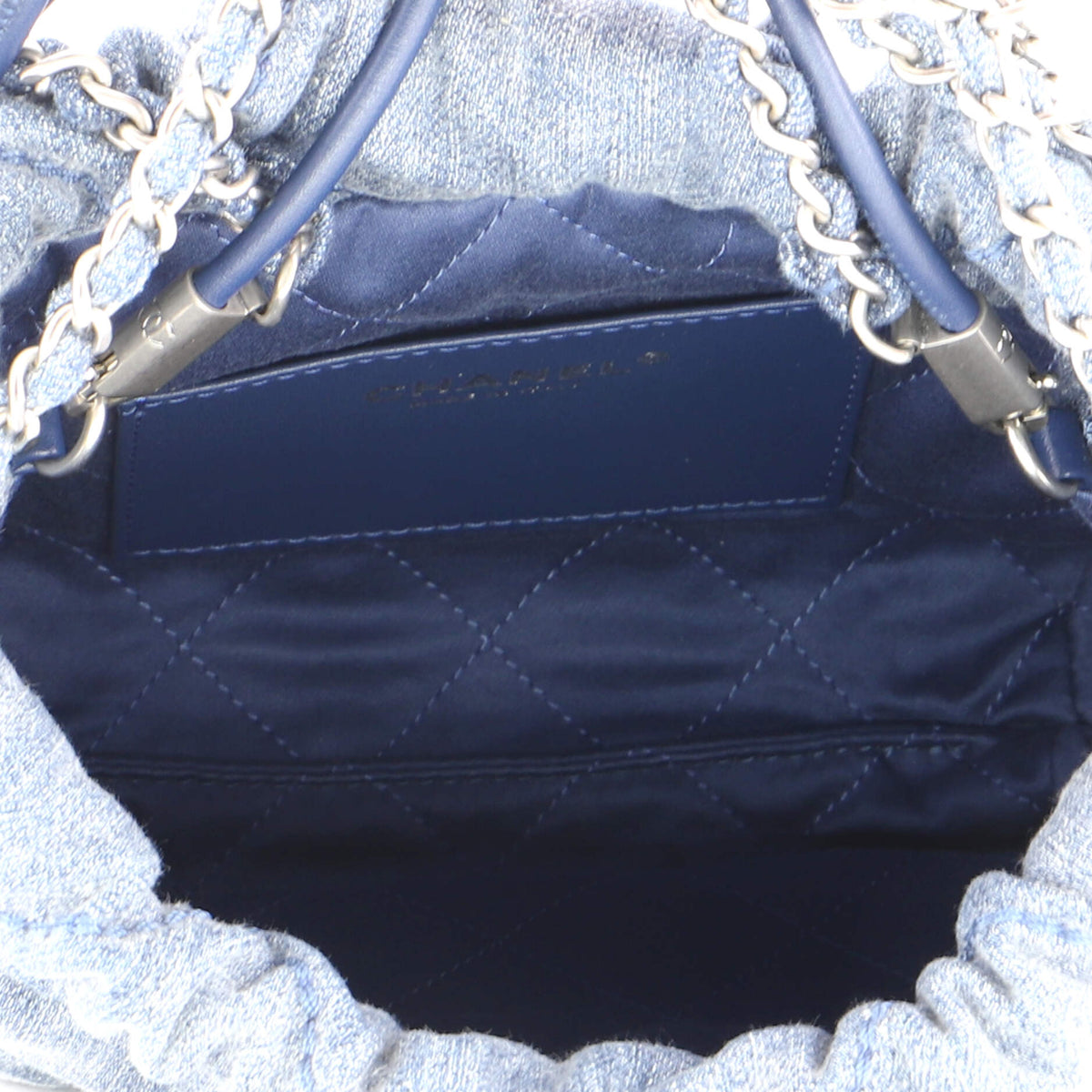 22 Chain Hobo Quilted Studded Denim Mini