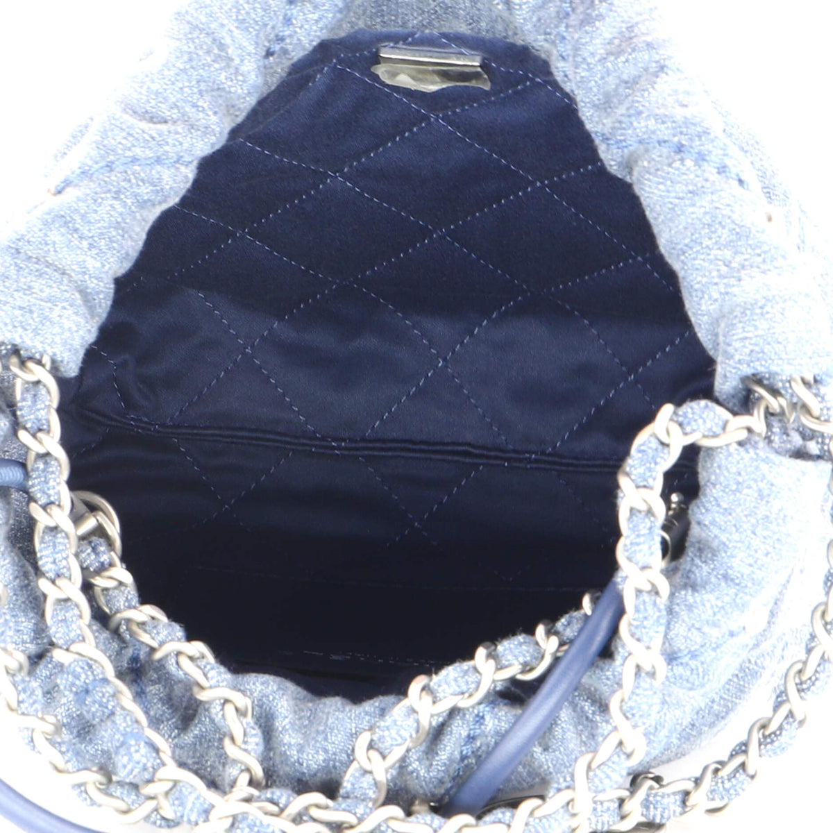 22 Chain Hobo Quilted Studded Denim Mini