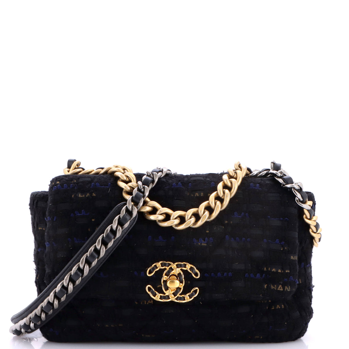 19 Flap Bag Quilted Tweed and Ribbon Medium