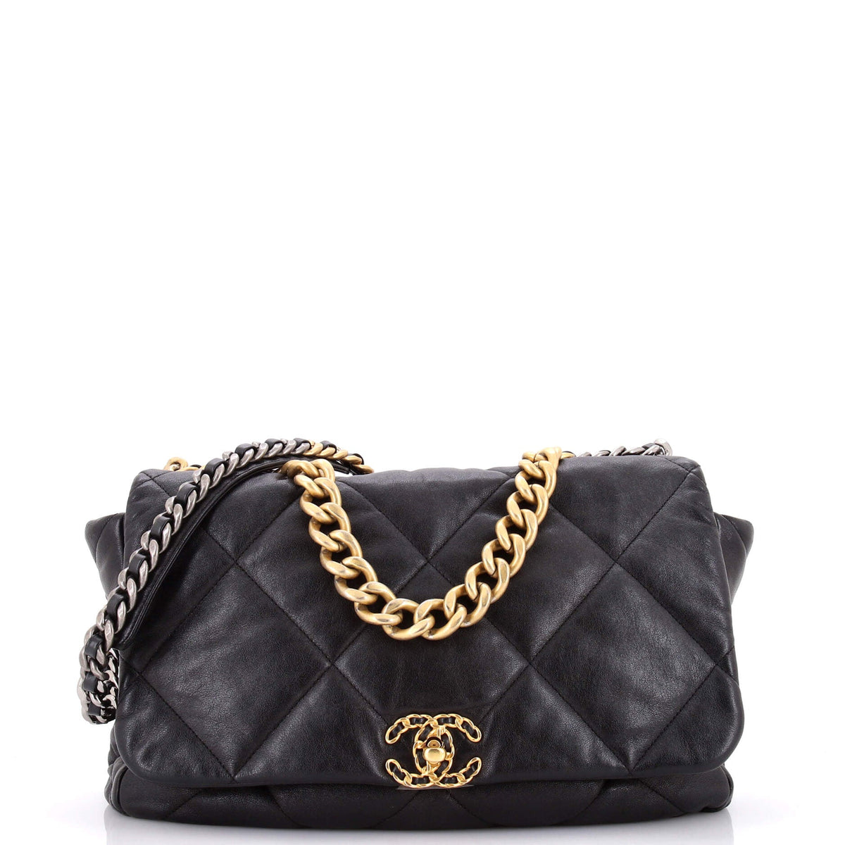 19 Flap Bag Quilted Leather Maxi