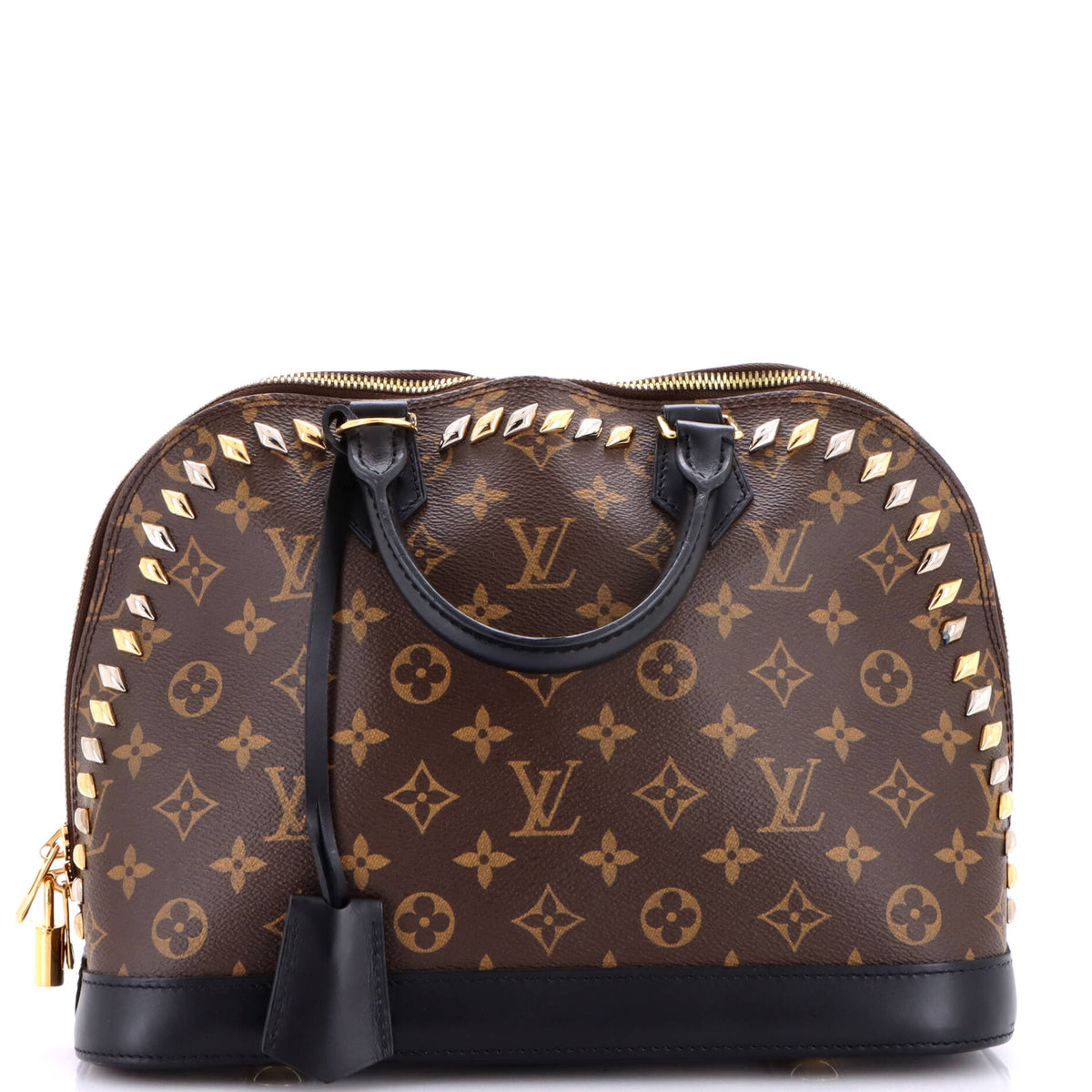 Metal Stones Alma Handbag Studded Monogram Canvas PM