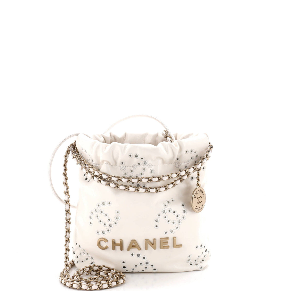 22 Chain Hobo CC Eyelet Embroidered Calfskin Mini
