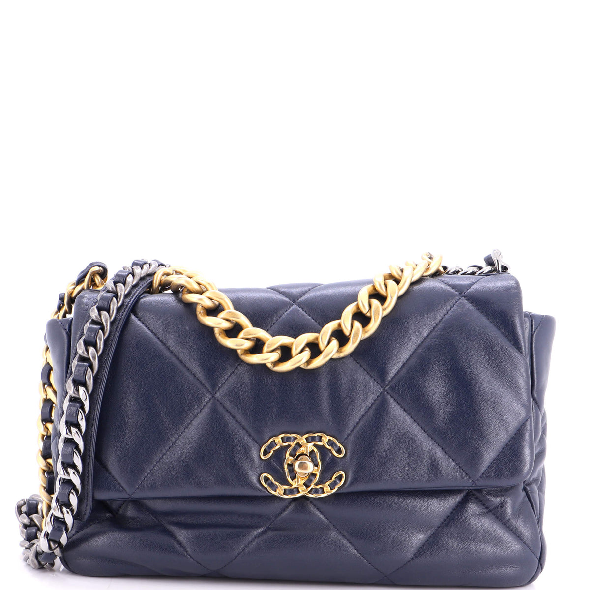 19 Flap Bag Quilted Leather Large