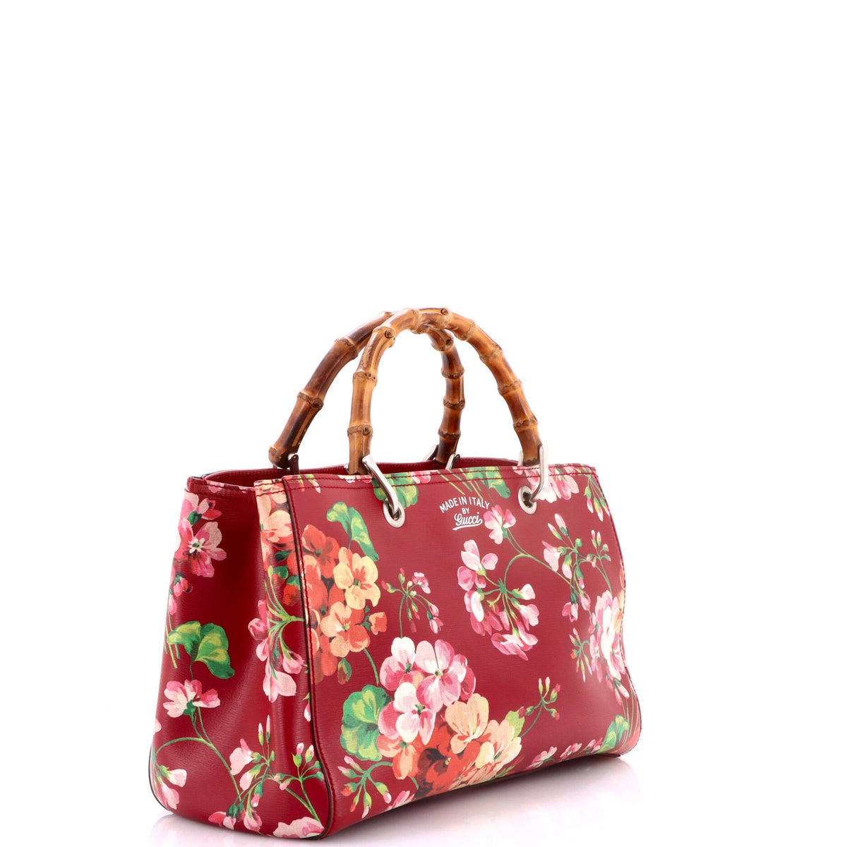 Bamboo Shopper Tote Blooms Print Leather Medium