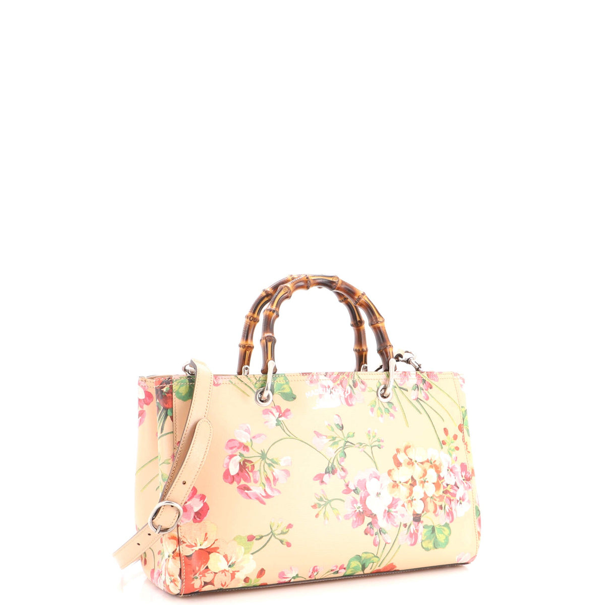 Bamboo Shopper Tote Blooms Print Leather Medium