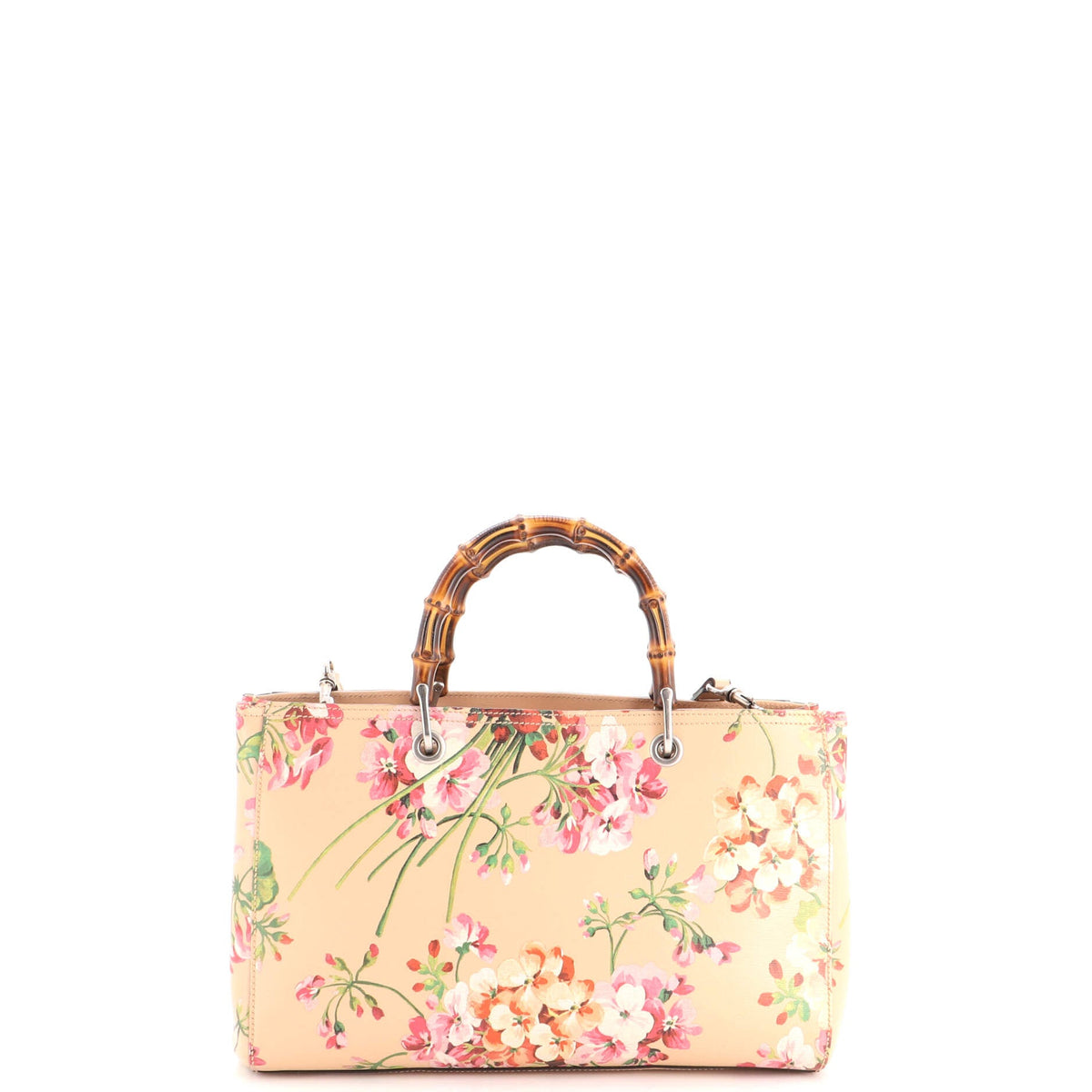 Bamboo Shopper Tote Blooms Print Leather Medium