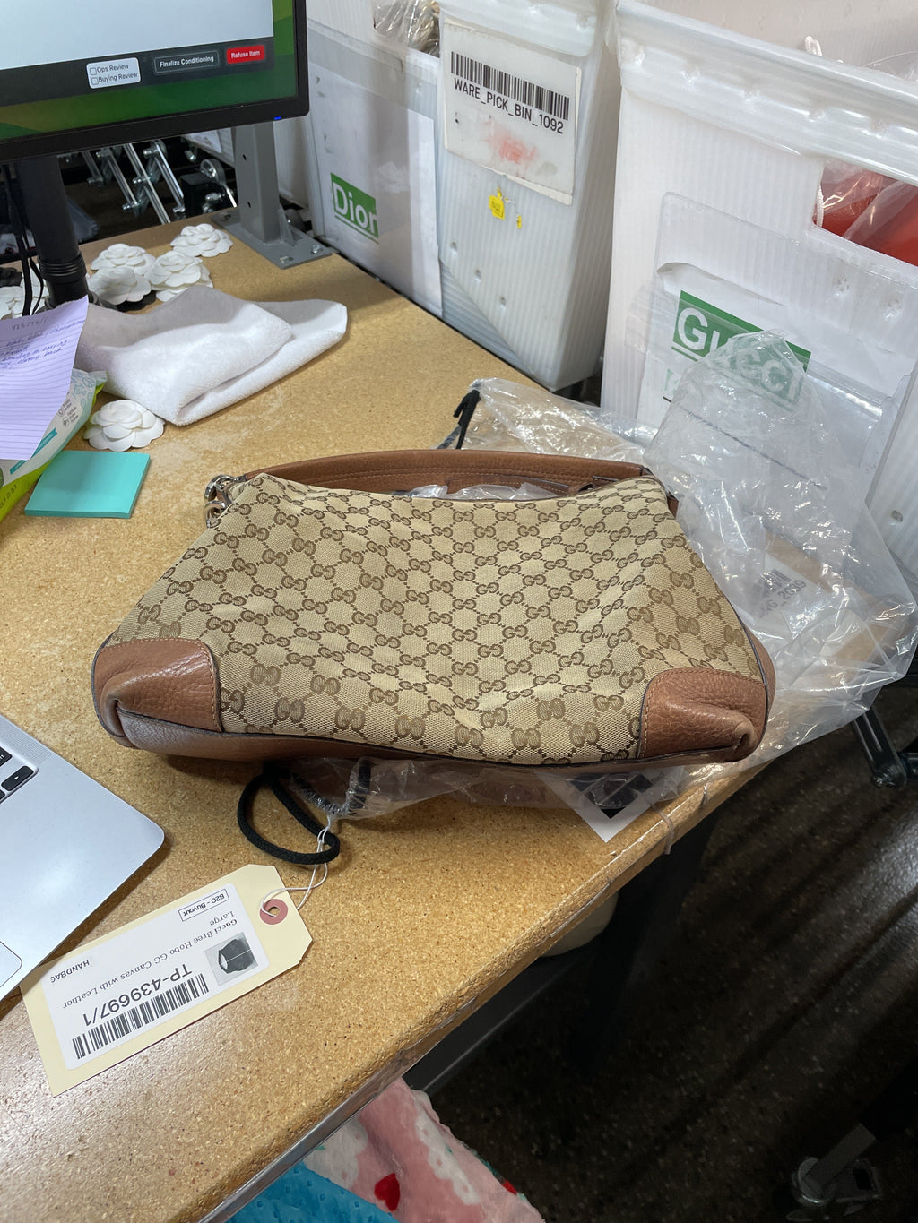 Miss GG Hobo GG Canvas with Leather Small