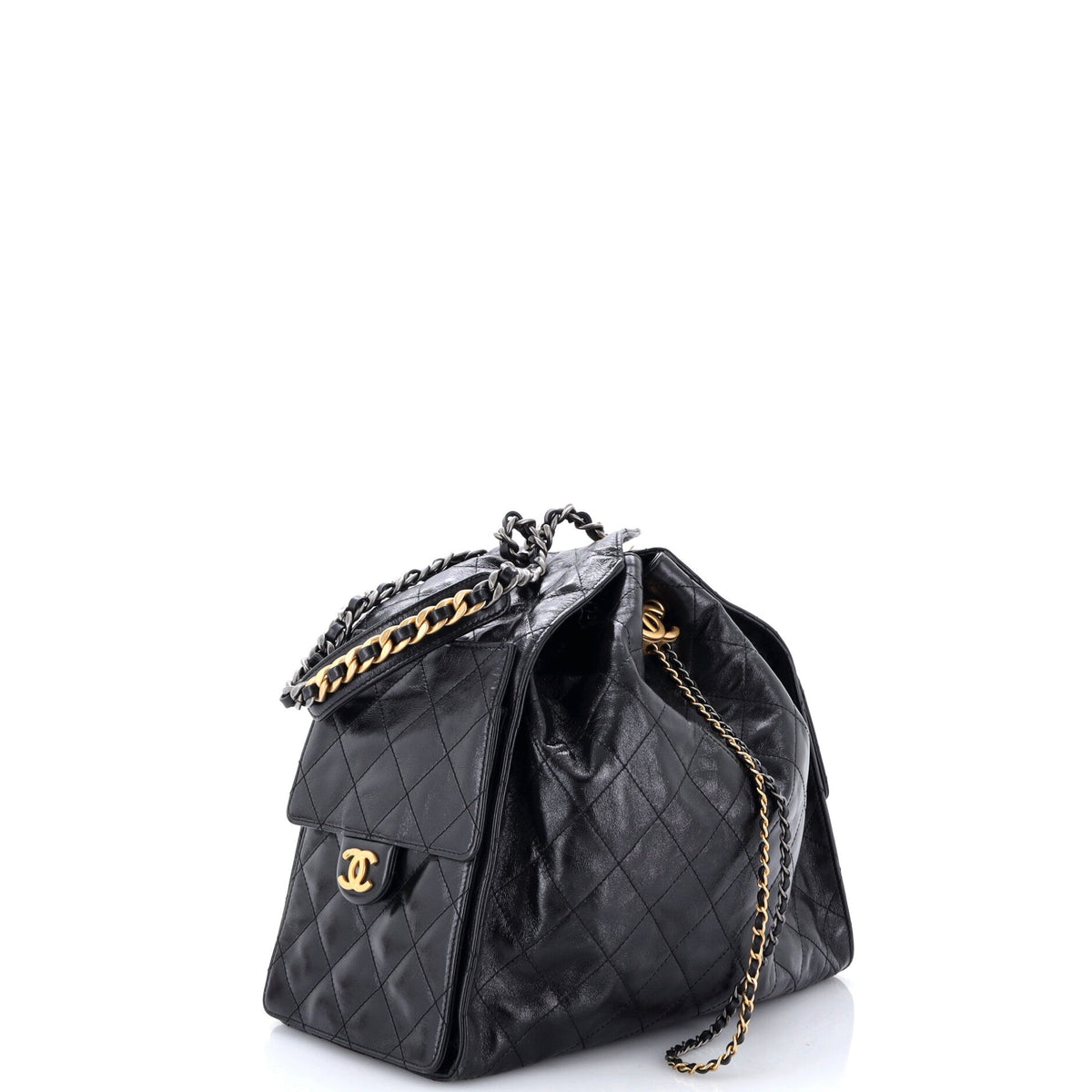 25 Hobo Bag Quilted Shiny Crumpled Calfskin Medium