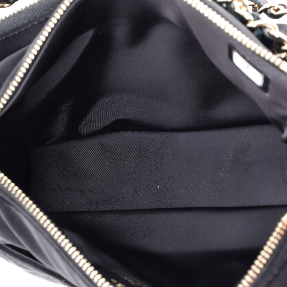 25 Clutch With Chain Quilted Velvet Effect Nylon and Shiny Crumpled Calfskin Mini