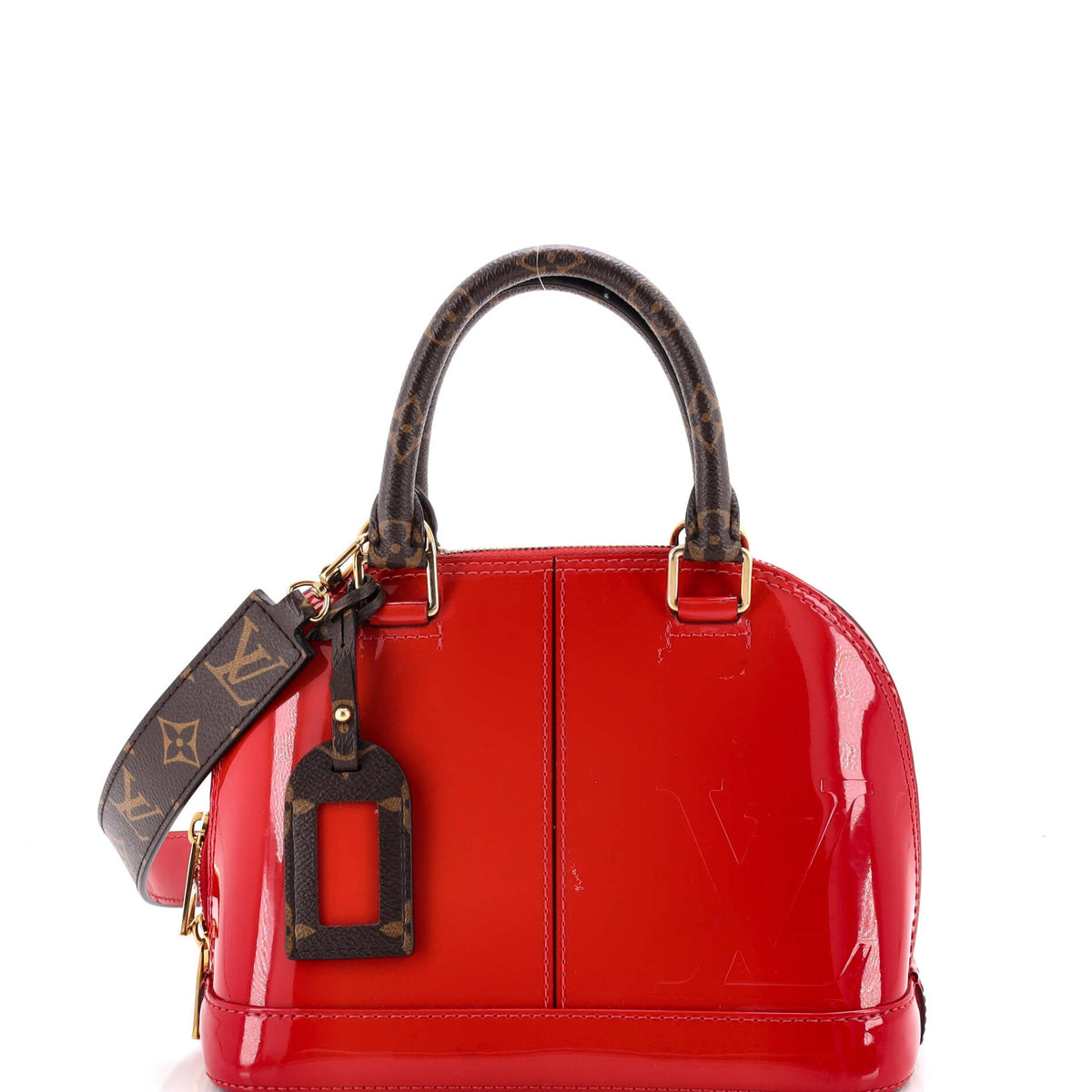 Alma Handbag Vernis with Monogram Canvas BB